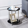 2 Tier Black Tempered Glass Side End Table Storage Shelf Stainless Steel Tubes