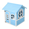 Large Wooden Playhouse with Doors, Windows, Apex Roof for Kids Children- Blue UK