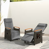 Outdoor Rattan Recliner Chair Wicker Reclining Lounge Chair w/ Armrests Grey