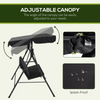 Outdoor 3 Seater Swing Chair Garden Patio Seat Adjustable Canopy Cushion Black