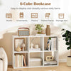 6-Cube Bookshelf Modern Cubby Bookcase with Back Guardrail & Anti-tipping Kits