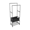 Black Metal Clothes Rail Rack Garment Stand Corner Open Wardrobe with Shelf