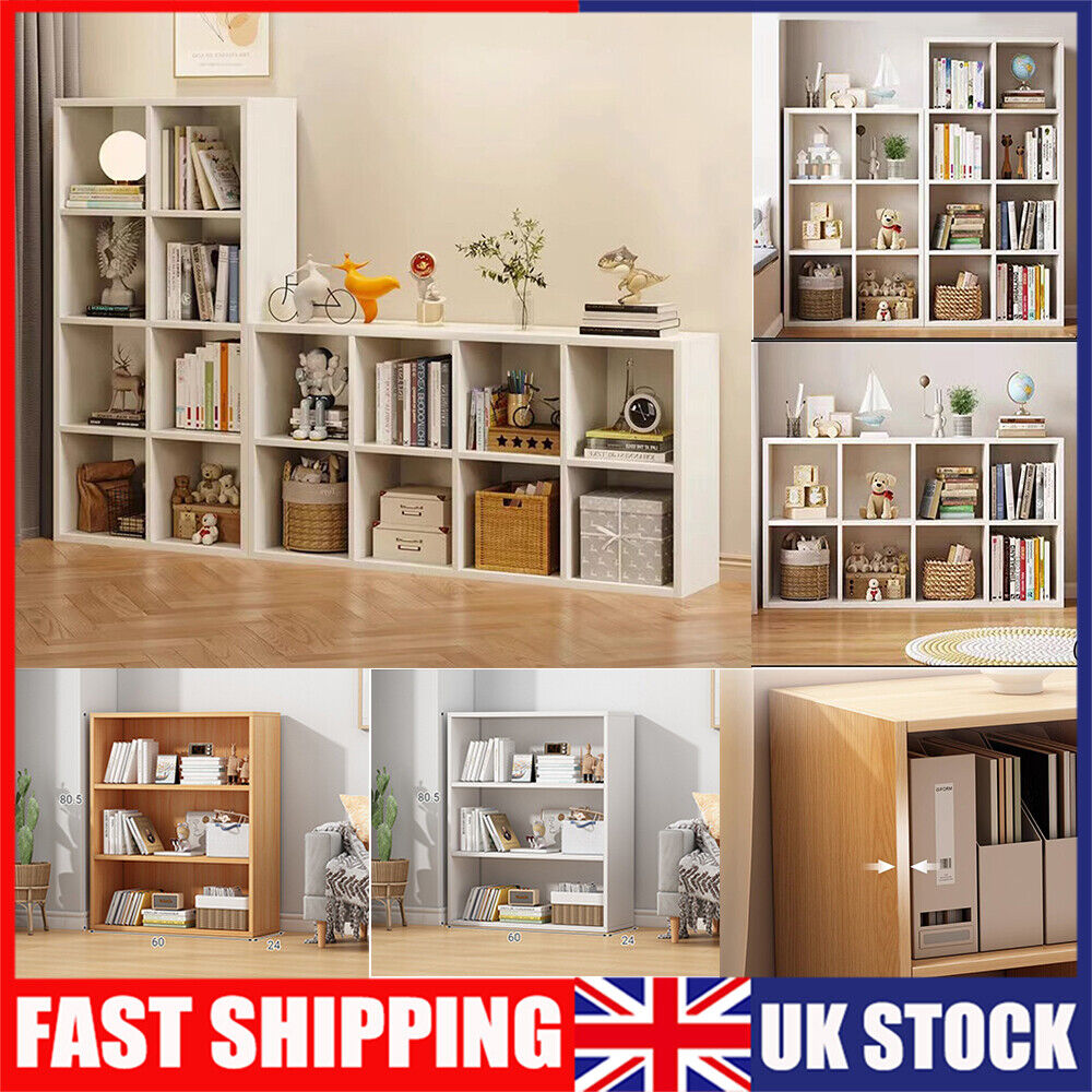 3 Tier Wooden Bookcase Display Shelving Storage Shelves Unit Stand Rack Case UK