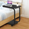Rolling C-shaped Laptop Side Table Bedside Table Sofa Couch Table W/ 4 Wheels