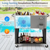 75 L Rolling Ice Chest Portable Patio Cooler Cooler Cart Sliver