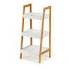 Bamboo Ladder 3 Tier Shelf Unit Bookcase Living Room Storage Shelving Display