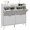 Narrow Shoe Rack Storage Cabinet 16Pair Cupboard Tabletop Unit Shelf Flip Drawer
