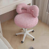 Rotating Vanity Stool Makeup Chair Adjustable Height w/Bowknot Backres & Wheels