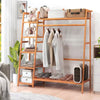 Heavy Duty Wooden Clothes Rail Rack Garment Hanging Stand Corner Open Wardrobe