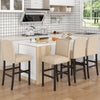 Set of 2 Bar Stools Wooden Counter Height Chair Upholstered W/ Rubber Wood Legs