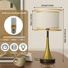 Farmhouse Table Lamp 3-Way Dimmable Nightstand Bedside Lamp Heavy Duty Iron Base