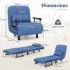 Single Folding Sofa Bed Chair Modern Fabric Sleep Function Holder-Blue