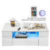 High Gloss Coffee Table With Storage 2 Drawer Wooden Living Room RGB LED Lights