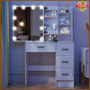 White Dressing Table Makeup Desk With LED Mirror Sliding 4 Drawer Bedroom Modern