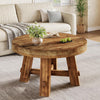 31.5-Inch Round Coffee Table, Solid Wood Center Table with Thickened Tabletop