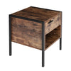 Rustic Square Bedside Table With Drawer Lamp Cupboard Cabinet Unit Furniture NEW