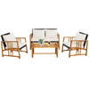 4Pcs Outdoor Rattan Patio Sofa Set Garden PE Wicker Chair Table Set w/Cushions