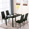 Black Glass Top Table and 4 Chairs Dining Set For Home Kitchen Dining Room Hotel
