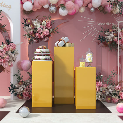 3pc/Set Metal Plinth Cylinder Dessert Pedestal Wedding Cake Flower Display Stand