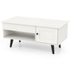 Living Room Table Pull up Coffee Table with Hidden Compartment-White