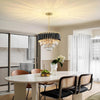 5-Lights Modern Crystal Chandelier Black Metal Ceiling Light for Dining Room