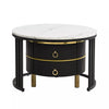 Nesting Coffee Tables Set of 2 Round Stacking Side Tables with Storage Drawers