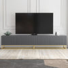 TV Unit I 200cm Wide Cabinet I Grey Fluted Doors I Gold Base I Modern Style
