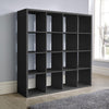 16 Shelf Bookcase Deluxe Chunky Storage Cube Wooden Display Unit Organiser Black