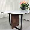 Morden White Fort Dining Table with Metal Pedestal Sintered Stone Dining Table