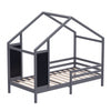 Kid House Bed Frame Single Bed Solid Wood House Shape Toddler Child Floor Frame