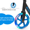 Adult Teens Kick Scooter Foldable Ride On 2 Big Wheels Adjustable W/ LED Light