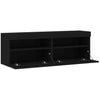 TV Wall Cabinets with in Black - Engineered Wood Modern Media Unit for A1C9