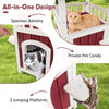 2-Story Cat Shelter Wooden Cat House Weatherproof Pet Hutch w/Removable Floor