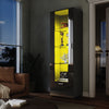 Modern Display Cabinet High Gloss RGB LED Black Cupboard Tall Storage Sideboard