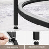 Round Coffee Table Tempered Glass Black Sofa Side Table Living Room Metal Frame