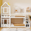 Kids Toddlers Bunk Bed Double Pine Wooden High Sleeper 3FT Single Size Bed Frame