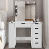 Large Dressing Table LED Lights Vanity Table with 6 Drawers Makeup Mirror White
