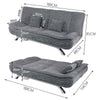 190cm Upholstered Grey Sofa Bed Sleeper Recliner Chair Beds Settee Couch Sofabed