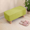 Linen Padded Footrest Rectangle Low Stool Solid Wood Legs Pouffe Seat Ottoman UK