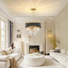 Black Gold Modern Pendant Chandelier Crystal Lighting Ceiling Light Fixture Lamp