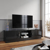 Black High Gloss 150cm TV Stand Cabinet with LED Lights 2 Doors for Living Room
