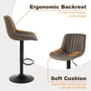Ralex-chair Bar Stool Set of 2, Swivel Barstools with Back,PU Leather Brown