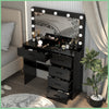 Dressing Table Vanity Makeup Desk Set with 3-Color LED Lighted Mirror And Drawer