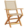 Brokky Folding Garden Chairs 6 pcs Beige Poly Rattan and Solid Wood,Folding W3F6