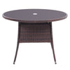 Rattan Tempered Glass Garden Tea Table Outdoor Patio Bistro W/ Umbrella Hole