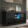 Modern 145cm TV Unit Cabinet | Black High Gloss Doors | TV Stand with Free LED