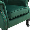 Upholstered Velvet Armchair Sofa Queen Anne Legs Tub Chair Studded Emerald Green