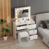 Vanity Dressing Table Set w/ LED Mirror High Gloss 4 Drawers Makeup Desk Bedroom