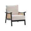 Vintage Wooden Frame Linen Fabric Armchair Rattan Armrest Lounge Tub Chair Sofa