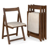 Foldable Dining Chair Set of 4 Accent Armless Kitchen Chair-Walnut